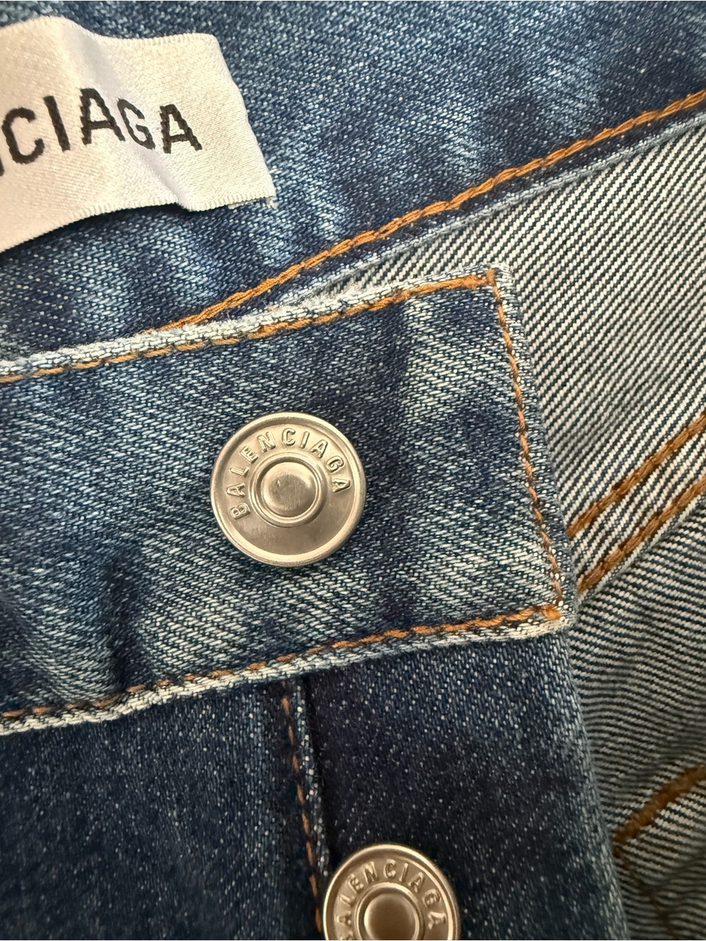 Balenciaga Blue Denim Jeans with Contrast Topstitching - Picture 7 of 9